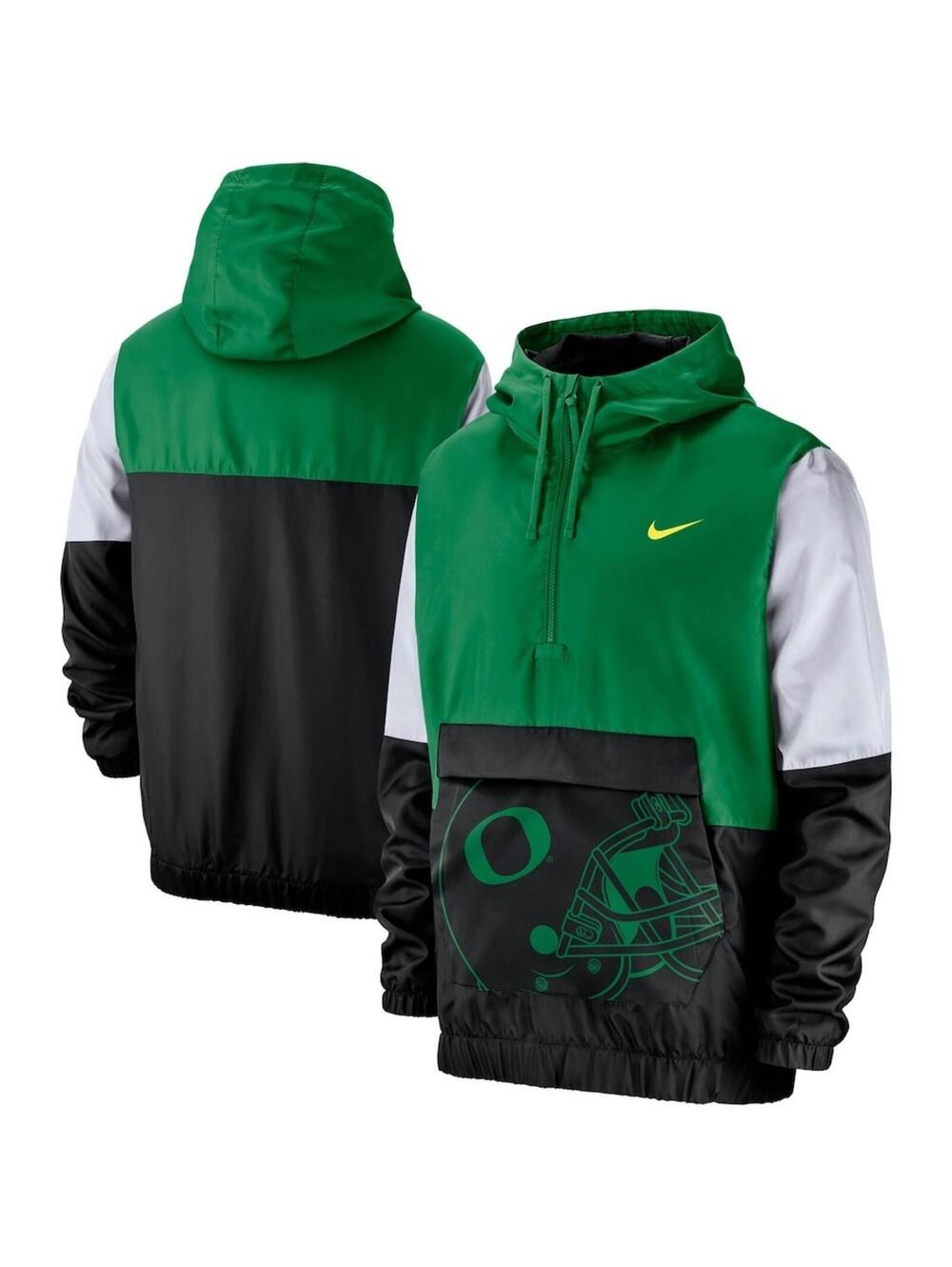 Nike Oregon Ducks Green Colorblock 1/4 Zip Anorak Pullover Jacket Men XL NEW